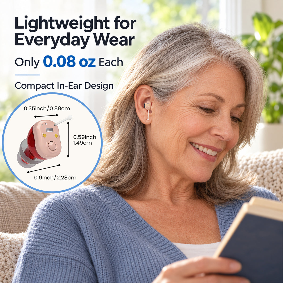 Delmicure Digital Hearing Aids for Seniors, 32-Channel, Noise Reduction, Rechargeable, Auto On/Off, Pair, Beige, VHP-1632