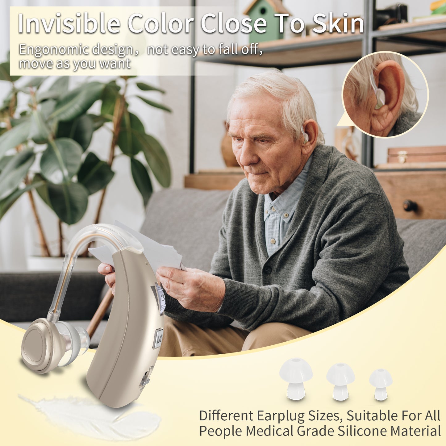 Delmicure VHP-1303 Hearing Aids For Seniors with 2 Frequency Modes, Dual Machine, Gold-6