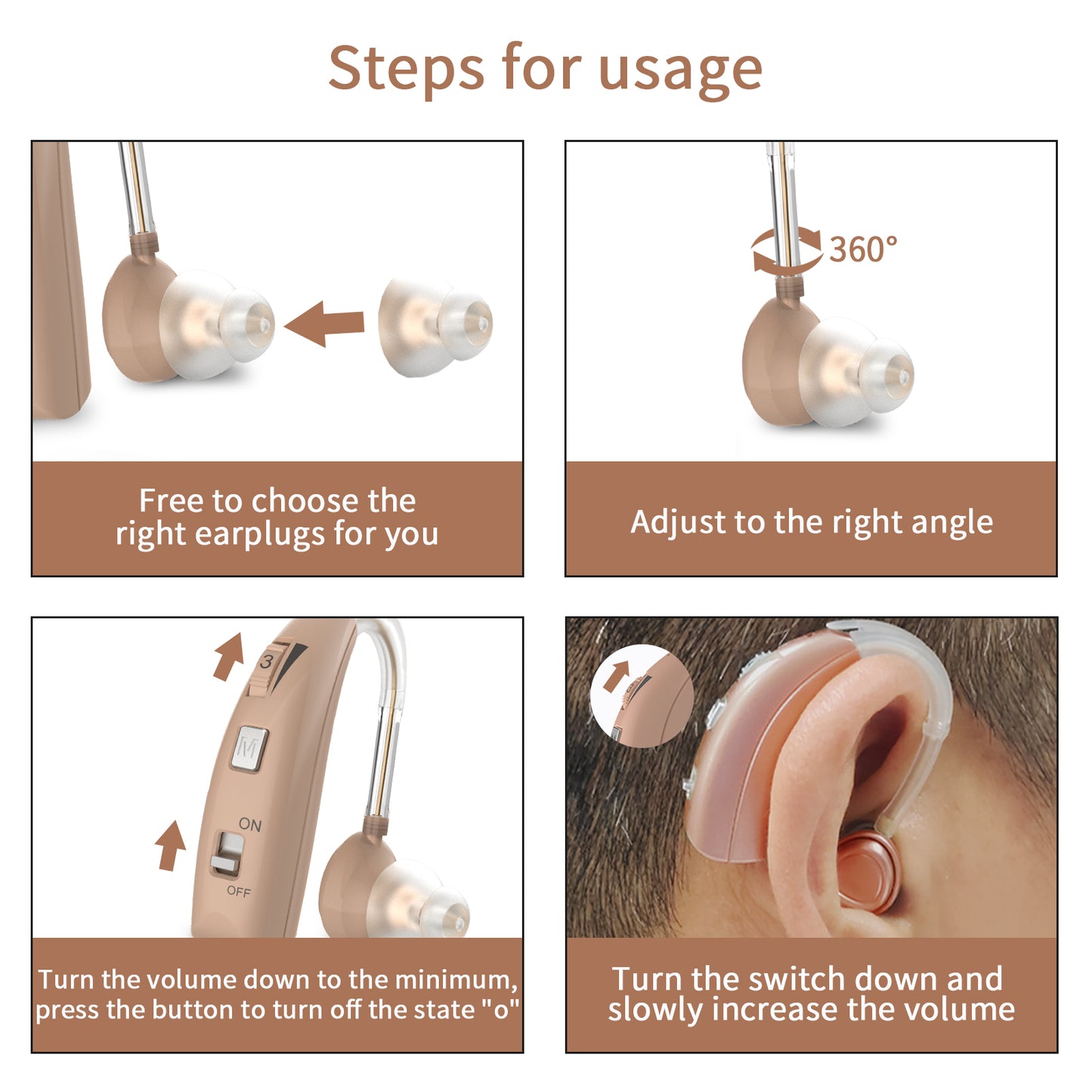 Delmicure VHP-1303 Hearing Aids For Seniors with 2 Frequency Modes, Single Machine,Beige_8