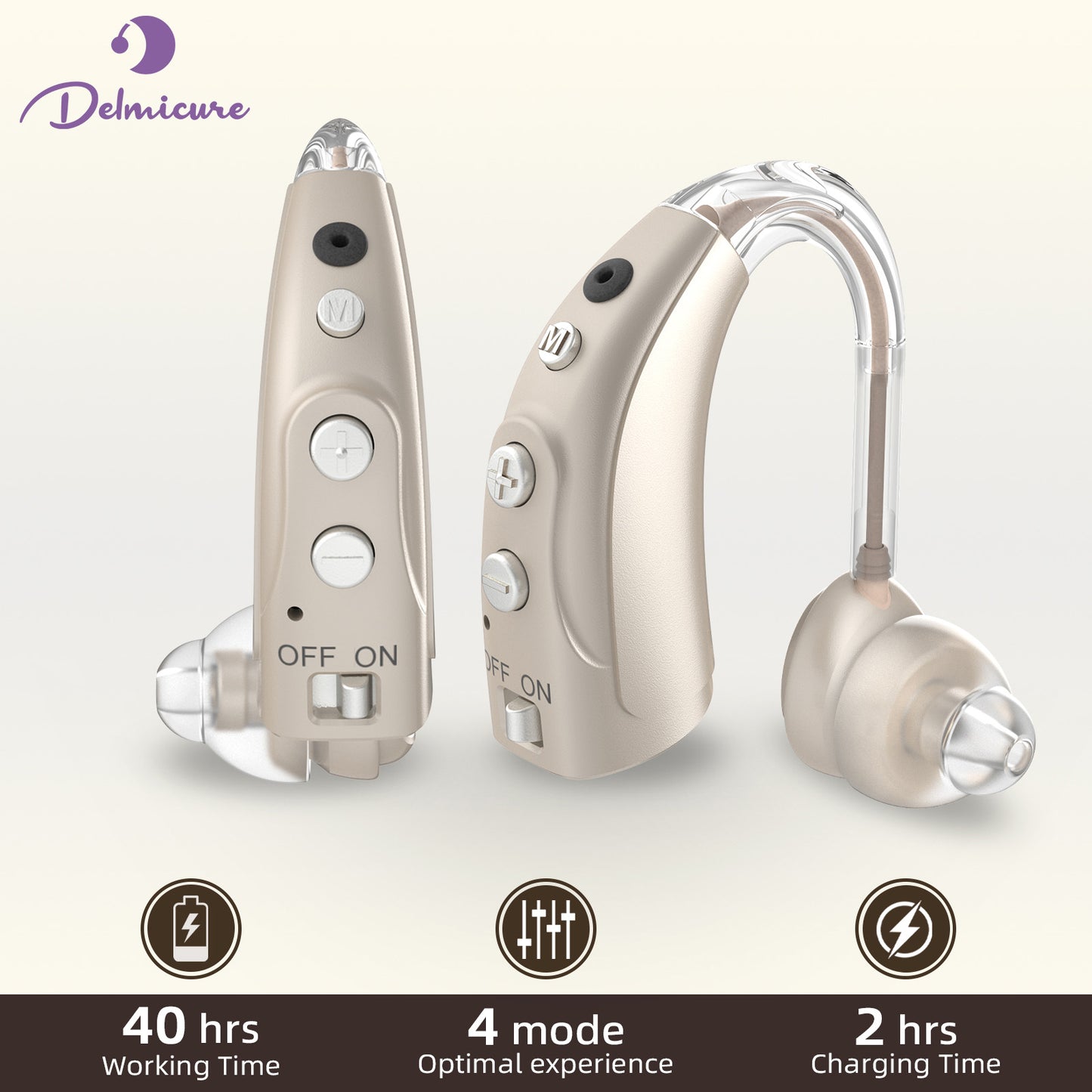 Delmicure VHP-1710 Digital Hearing Aids for Adults with 16 Channels & 4 Modes, Binaural _Gold_1