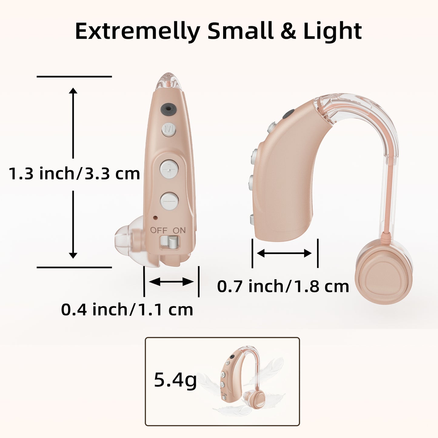 Delmicure VHP-1710 Digital Hearing Aids for Adults with 16 Channels & 4 Modes, for Hearing Loss, Single_Beige_3