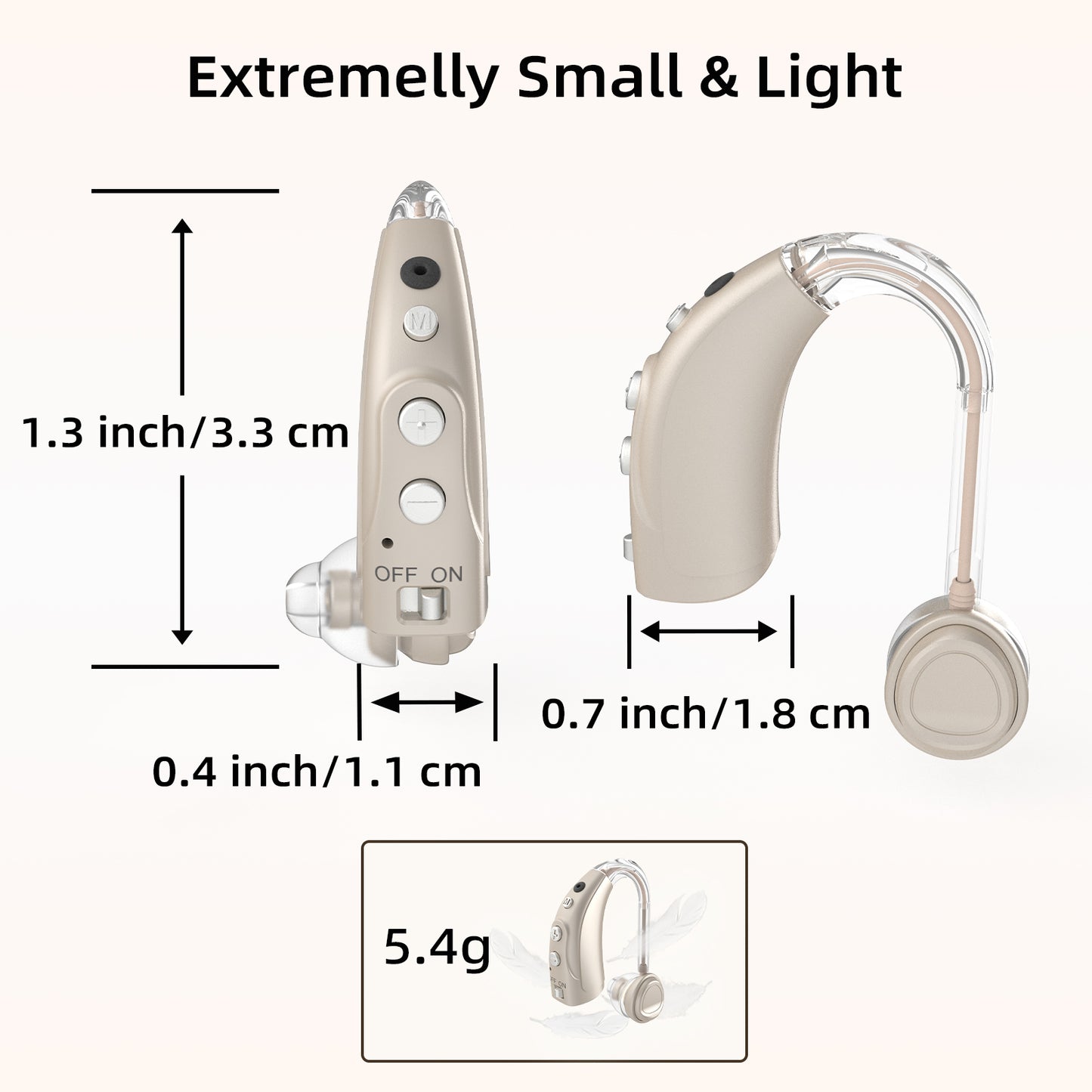 Delmicure VHP-1710 Digital Hearing Aids for Adults with 16 Channels & 4 Modes, for Hearing Loss, Single_Gold_3