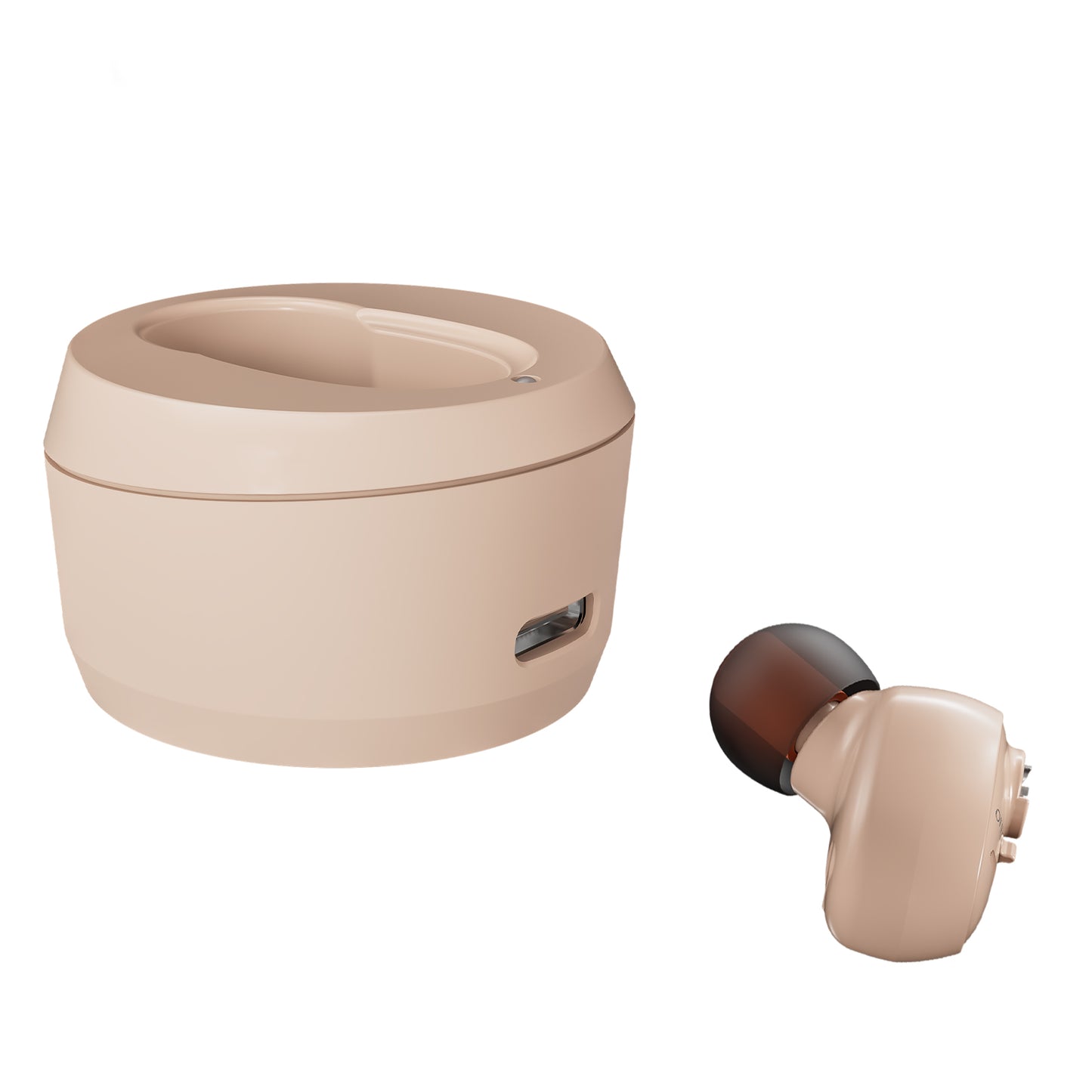 Delmicure VHP-1607 single-ear hearing aid beige on white background