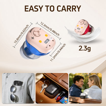 Delmicure VHP-1631L Sound Amplifier, Rechargeable Sound Amplifier with Portable Charging Case, Binaural (Beige)