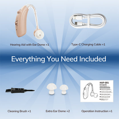 Delmicure Rechargeable Hearing Aid for Seniors, Muti-Level Volume, HAP-001, Single, Beige