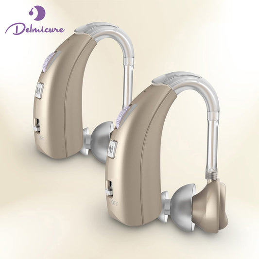 Delmicure VHP-1303 Hearing Aids For Seniors with 2 Frequency Modes, Dual Machine, Gold