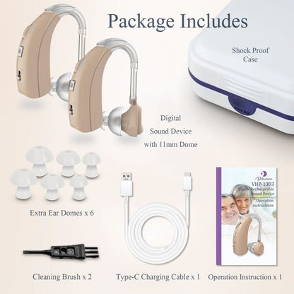 Delmicure VHP-1303 Hearing Aids For Seniors with 2 Frequency Modes, Single Machine, Beige