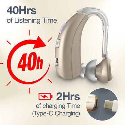 Delmicure VHP-1303 Hearing Aids For Seniors with 2 Frequency Modes, Dual Machine, Gold