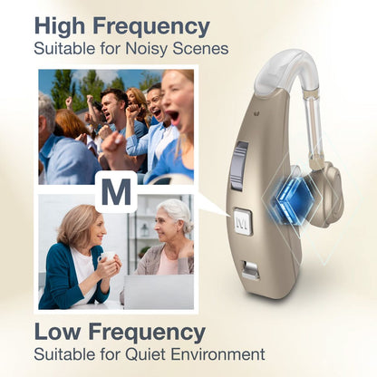 Delmicure VHP-1303 Hearing Aid For Seniors with 2 Frequency Modes, Single Machine, Gold