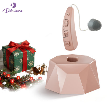 Delmicure Hearing Aid with Charging Dock, Rechargeable, 8-Level Volume, VHP-1505, Single (Beige)