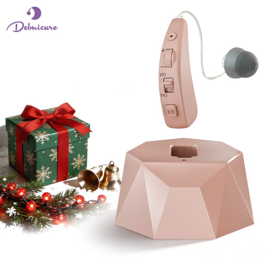 Delmicure Hearing Aid with Charging Dock, Rechargeable, 8-Level Volume, VHP-1505, Single (Beige)