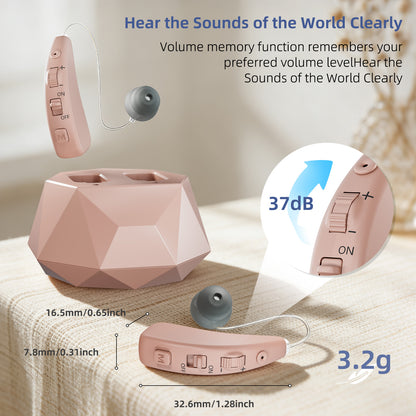 Delmicure Hearing Aids with Charging Dock, Rechargeable, 8-Level Volume, VHP-1505, Pair (Beige)