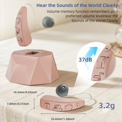 Delmicure Hearing Aid with Charging Dock, Rechargeable, 8-Level Volume, VHP-1505, Single (Beige)