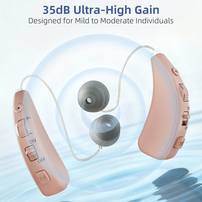 Delmicure Hearing Aids with Charging Dock, Rechargeable, 8-Level Volume, VHP-1505, Pair (Beige)