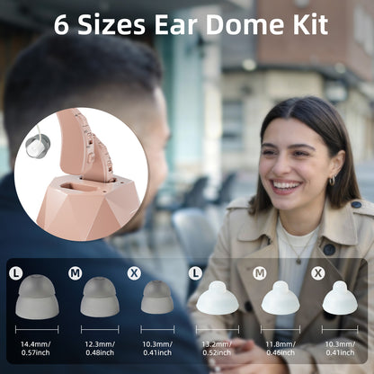 Delmicure Hearing Aids with Charging Dock, Rechargeable, 8-Level Volume, VHP-1505, Pair (Beige)