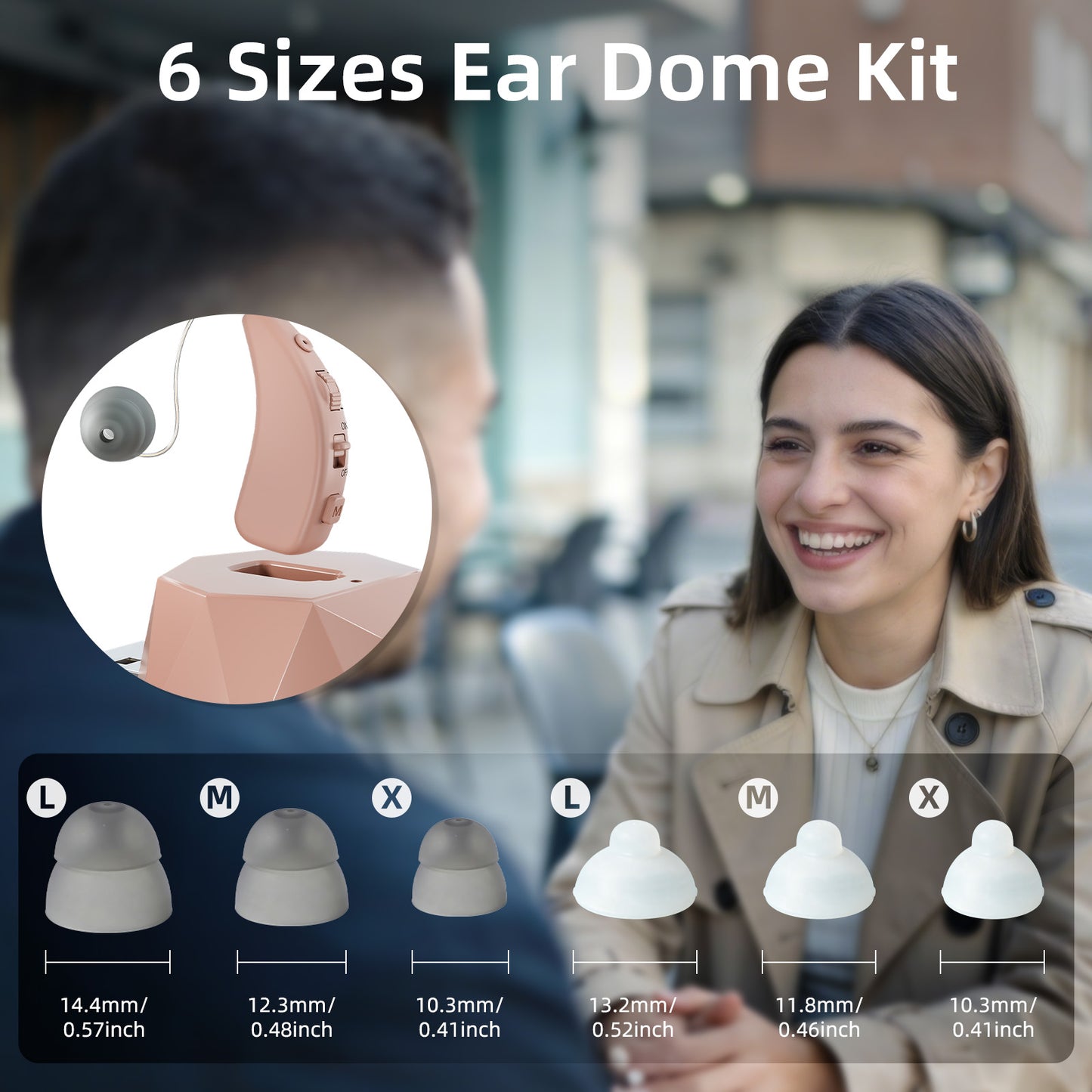 Delmicure Hearing Aid with Charging Dock, Rechargeable, 8-Level Volume, VHP-1505, Single (Beige)