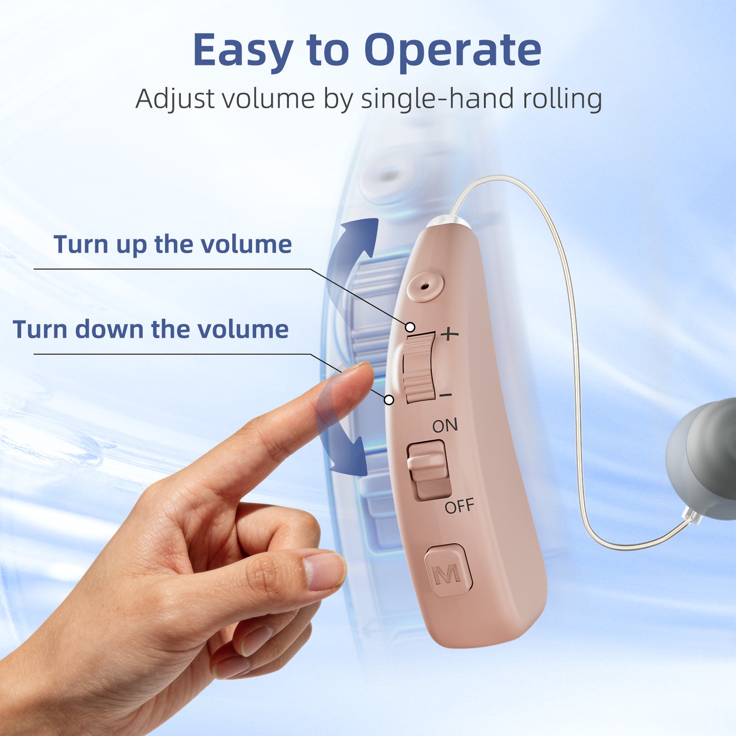 Delmicure Hearing Aid with Charging Dock, Rechargeable, 8-Level Volume, VHP-1505, Single (Beige)