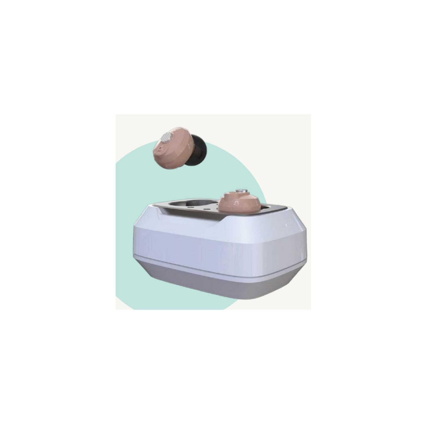 Delmicure VHP-1633 Hearing Aids, Rechargeable Hearing Amplifiers with Charging Dock, Binaural (Beige)