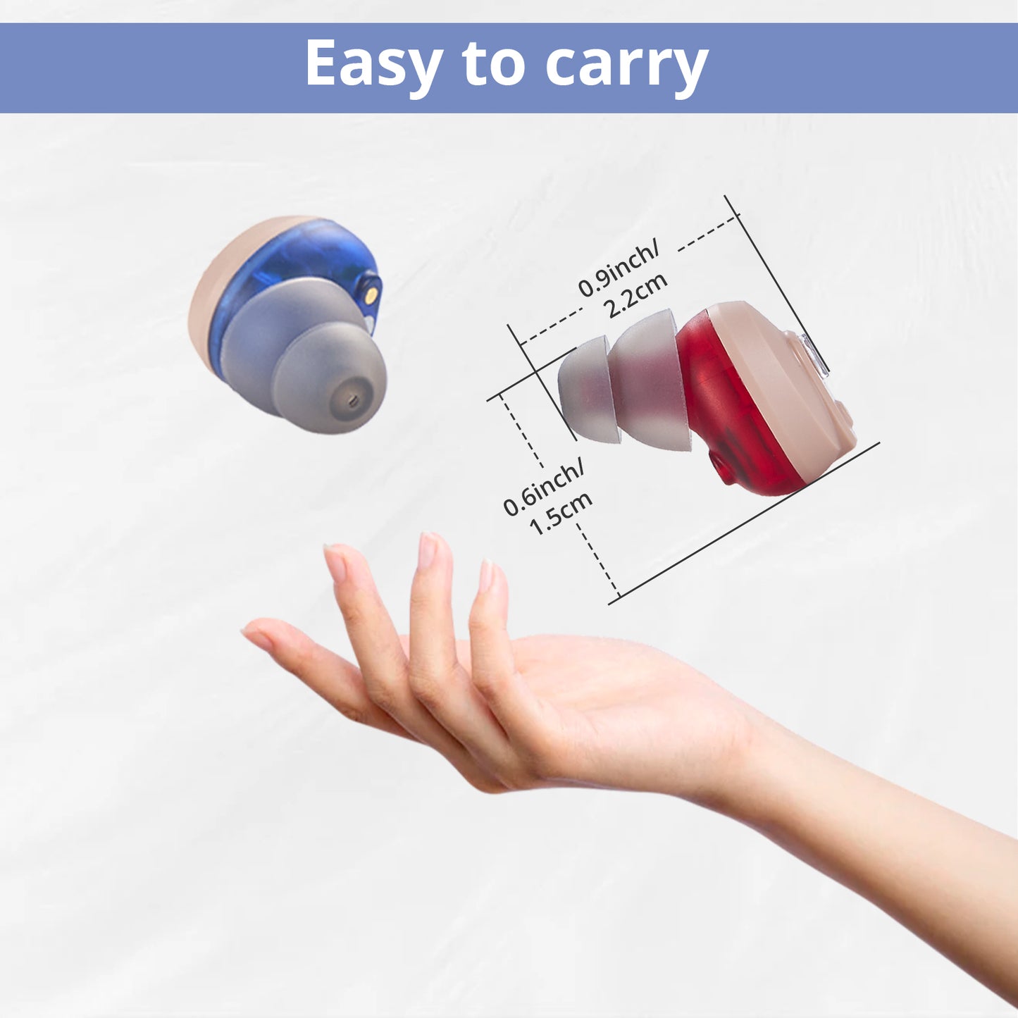 Delmicure Hearing Aids, Rechargeable Hearing Amplifiers with Portable Charging Case, Binaural (Beige)