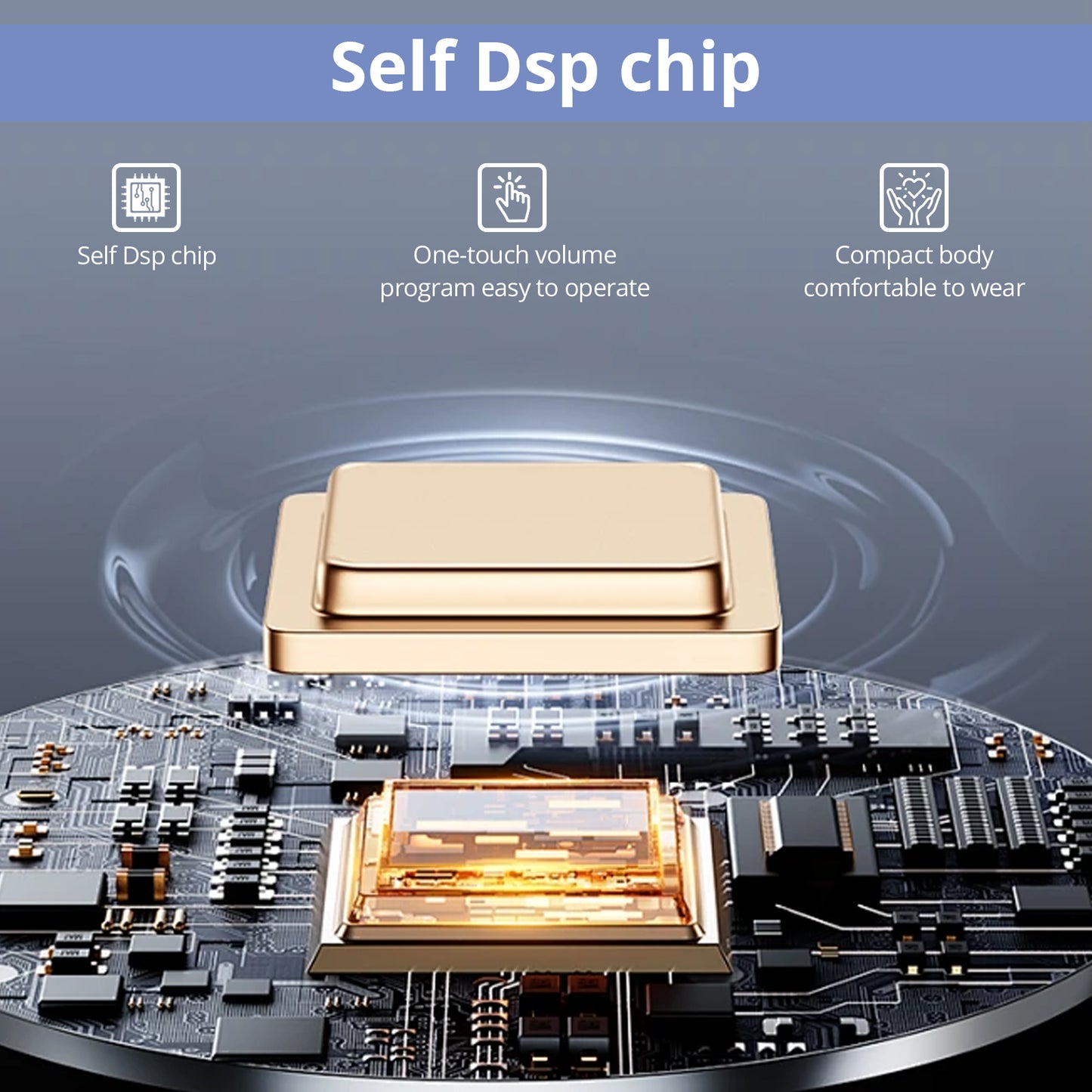 Delmicure Hearing Aids, Rechargeable Hearing Amplifiers with Portable Charging Case, Binaural (Beige)