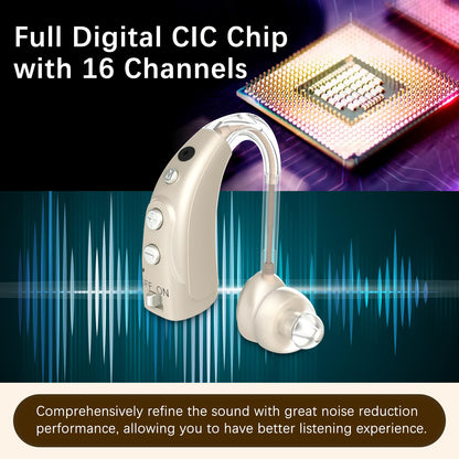 Delmicure VHP-1710 Digital Hearing Aids for Adults with 16 Channels & 4 Modes, Binaural (Gold)