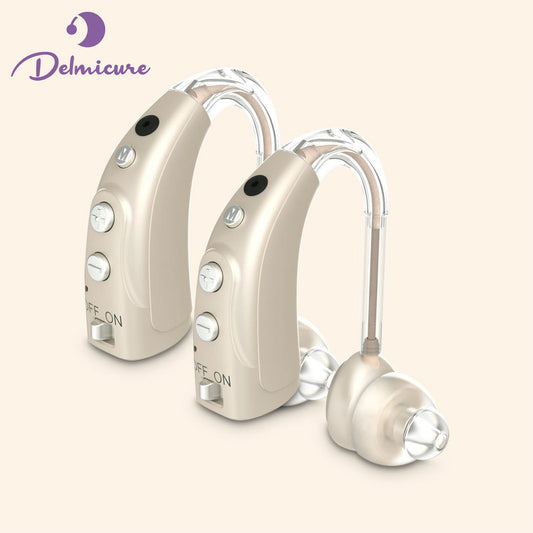 Delmicure VHP-1710 Digital Hearing Aids for Adults with 16 Channels & 4 Modes, for Hearing Loss, Binaural (Gold)