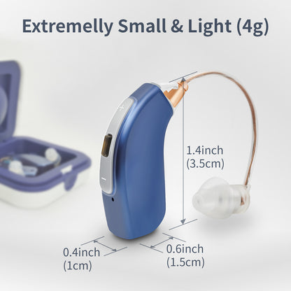 Delmicure VHP-1804 Digital Hearing Aids with 32 Channels & 4 Modes for Hearing Loss, with Charging Dock, Binaural (Blue)