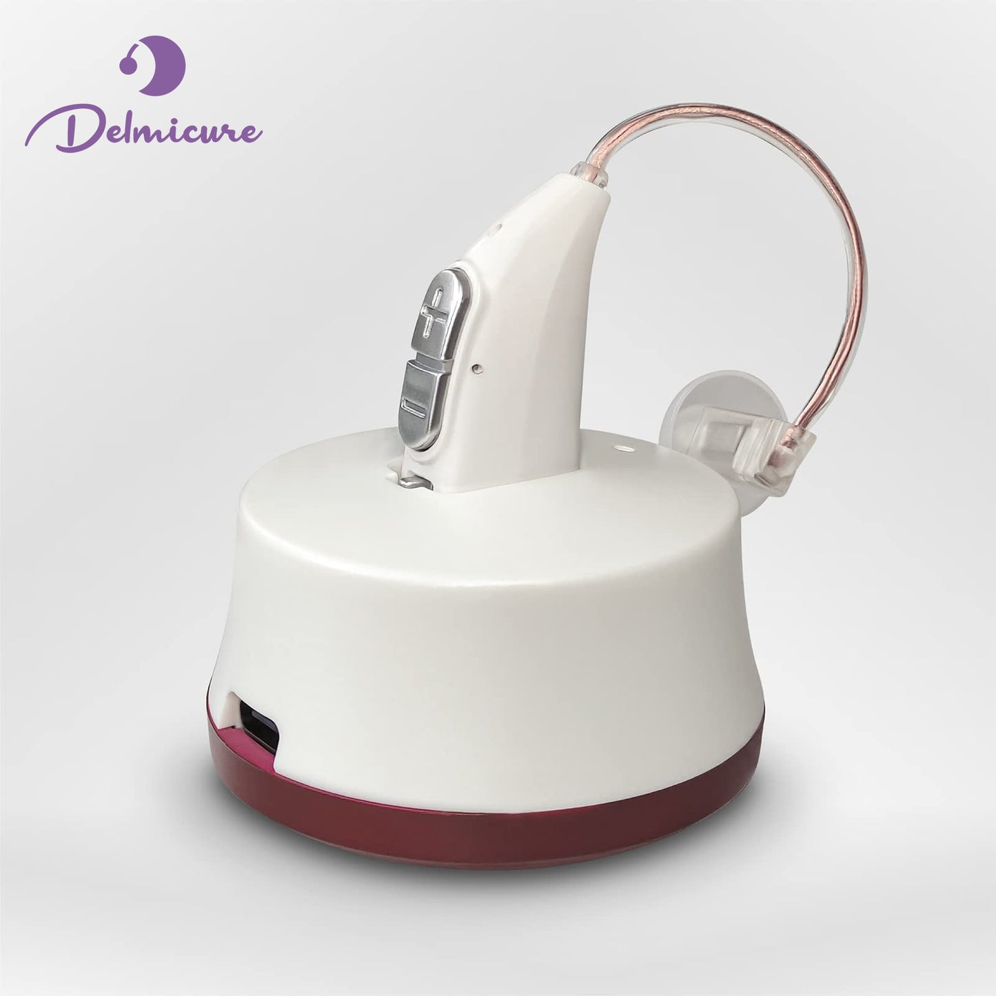 Delmicure VHP-1915 Hearing Aid, Rechargeable Hearing Amplifiers with Charging Dock, Single (White)