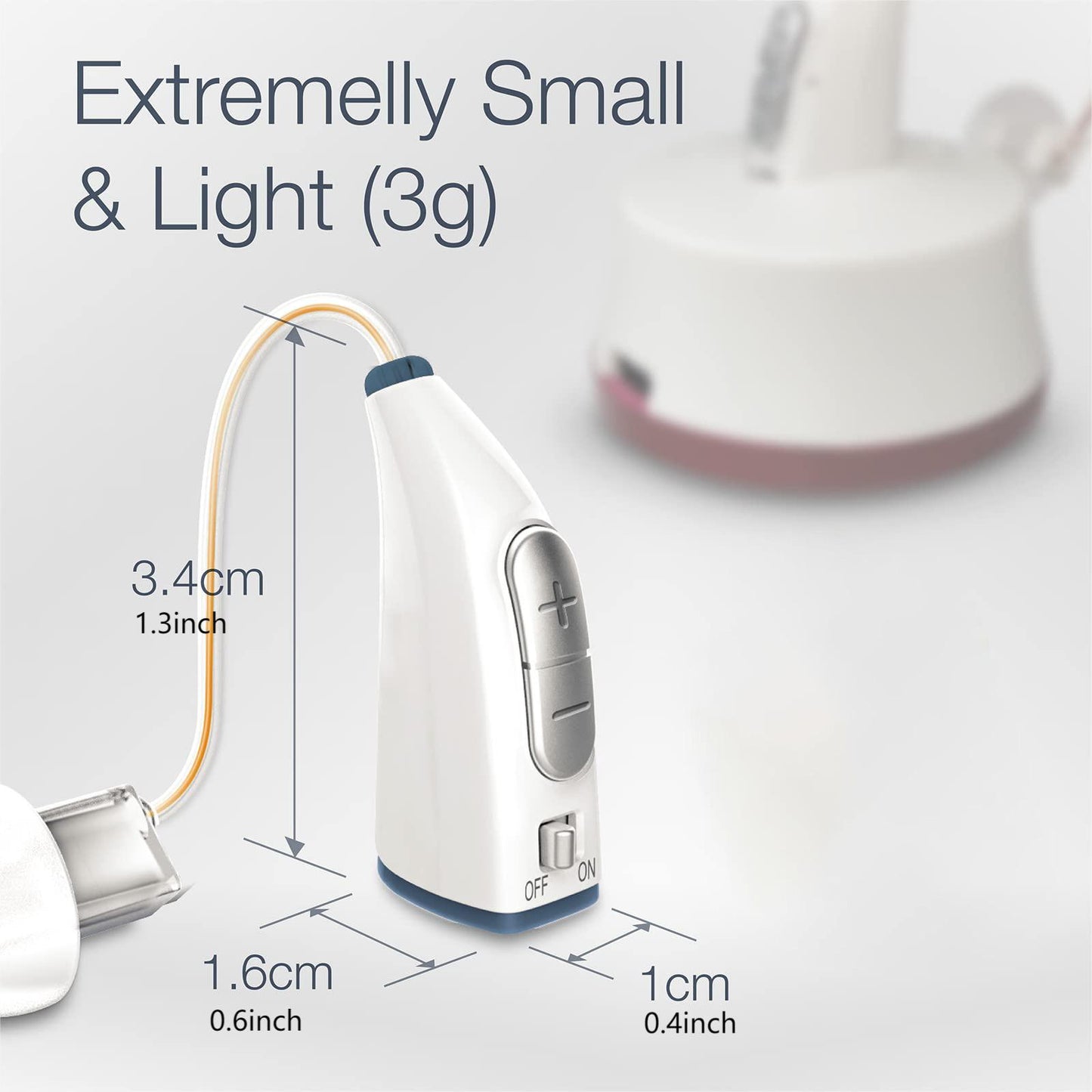 Delmicure VHP-1915 Hearing Aid, Rechargeable Hearing Amplifiers with Charging Dock, Single (White)