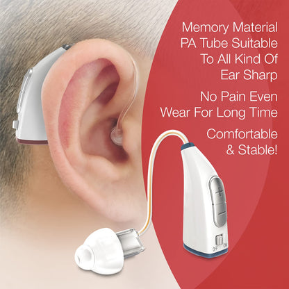 Delmicure VHP-1915 Hearing Aid, Rechargeable Hearing Amplifiers with Charging Dock, Single (White)