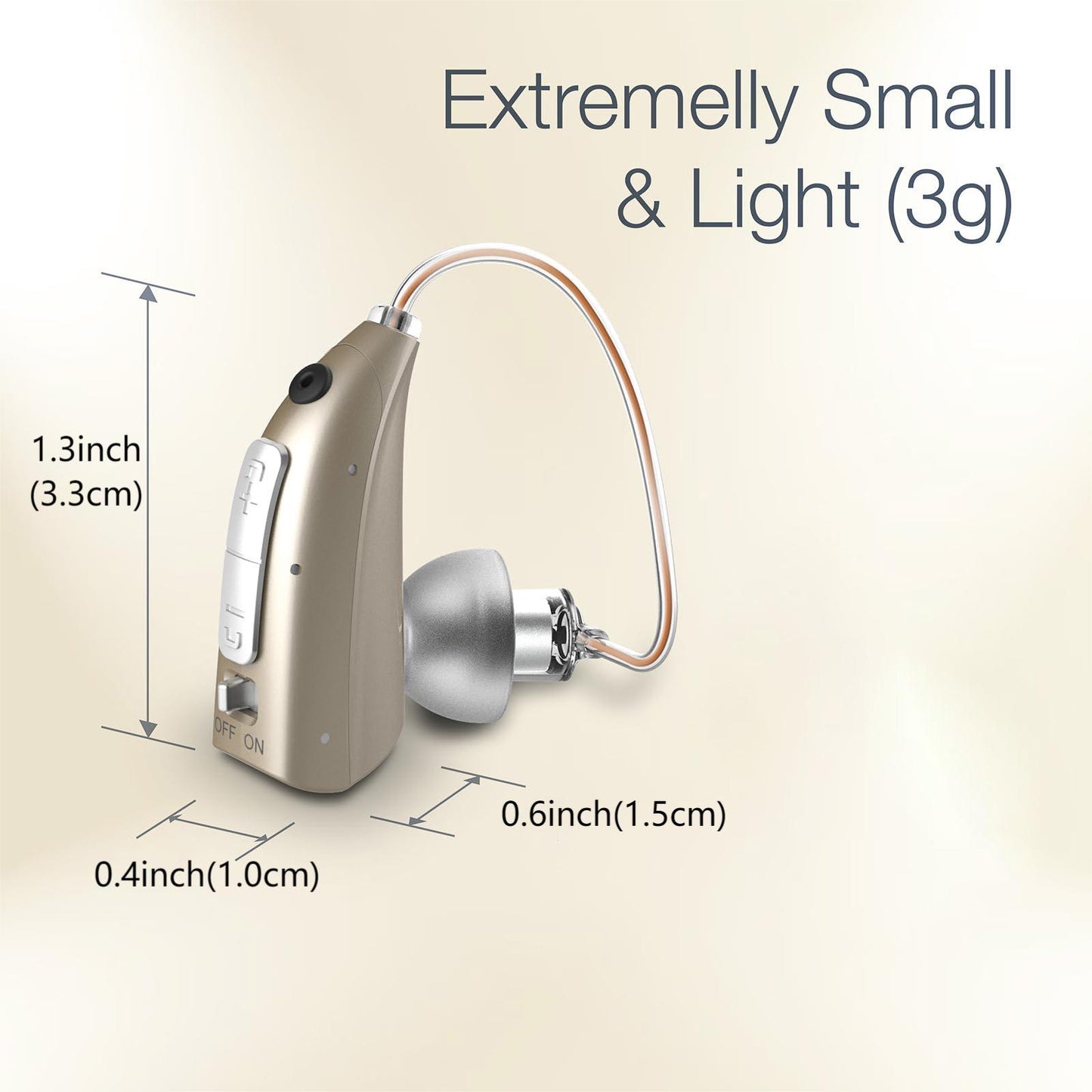 Delmicure VHP-1924 Hearing Aid, Rechargeable Hearing Amplifiers with Charging Dock, Single (Gold)