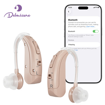 Delmicure Hearing Aids for Seniors, Bluetooth, Rechargeable, Noise Reduction, Pair, VHP-1031