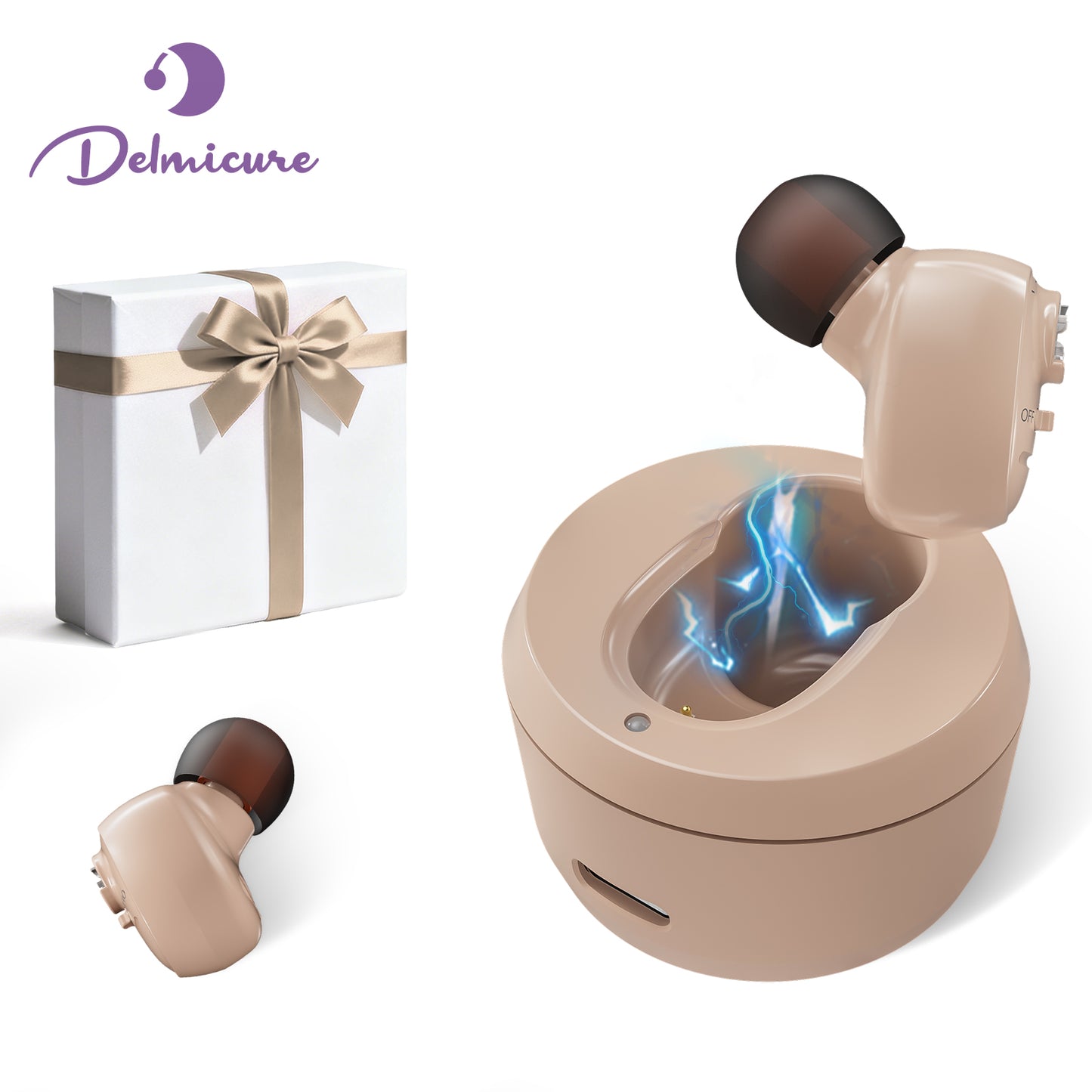 Delmicure VHP-1607 Personal Sound Device with Charging Base – Single (Beige)