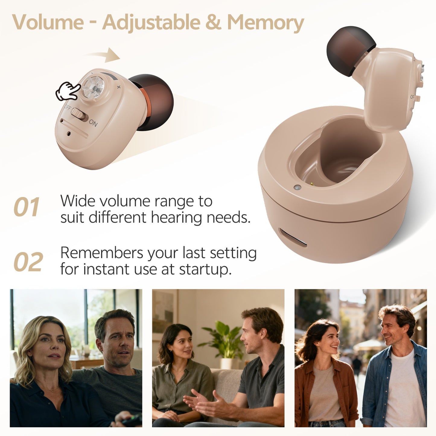 Delmicure VHP-1607 Personal Sound Device with Charging Base – Single (Beige)