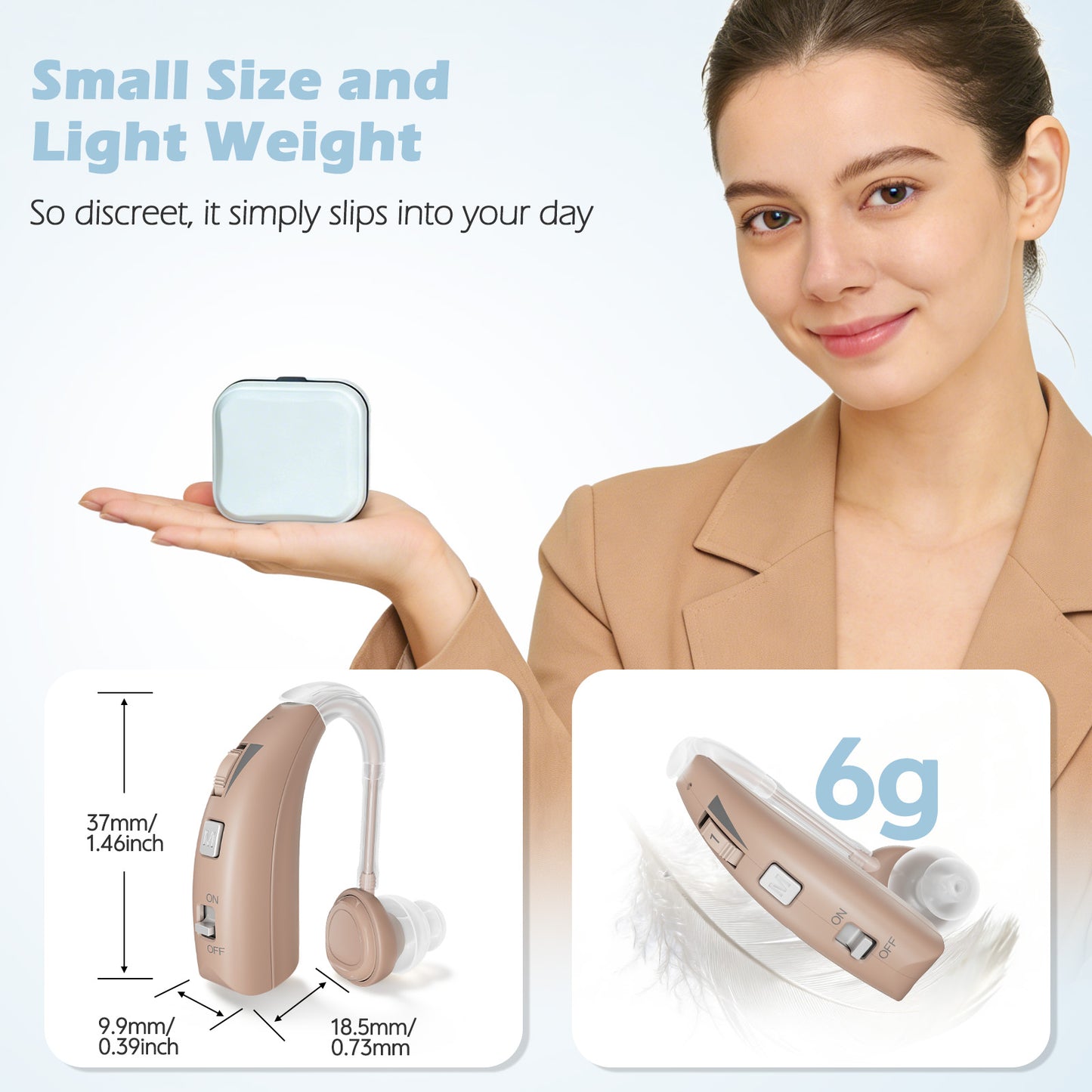 Delmicure VHP-1303 Rechargeable Personal Sound Device – Binaural (Beige)