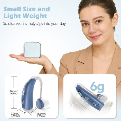 Delmicure Digital Hearing Aid for Seniors, Rechargeable, Single, VHP-1303, Blue