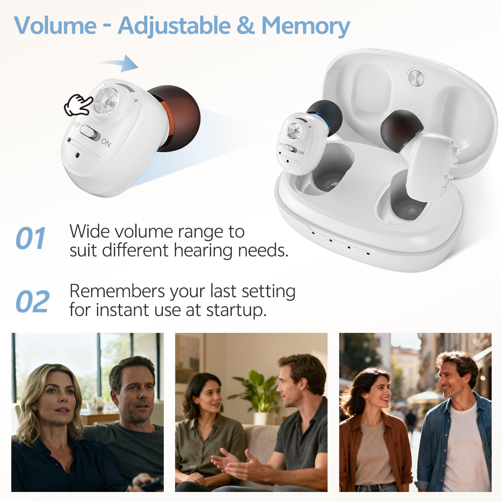 Dual-ear personal sound device white control interface detail