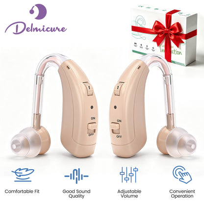 Delmicure Digital Hearing Aids for Seniors, Rechargeable, Noise Reduction, Pair, Beige, VHP-1721