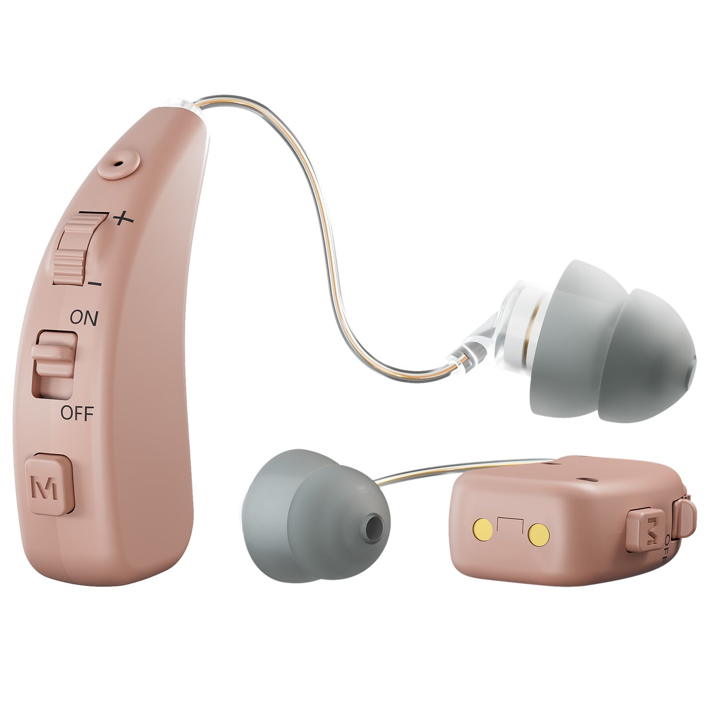 Delmicure VHP-1504 Hearing Aids, Rechargeable Hearing Amplifiers with Charging Dock, Binarual (Beige)