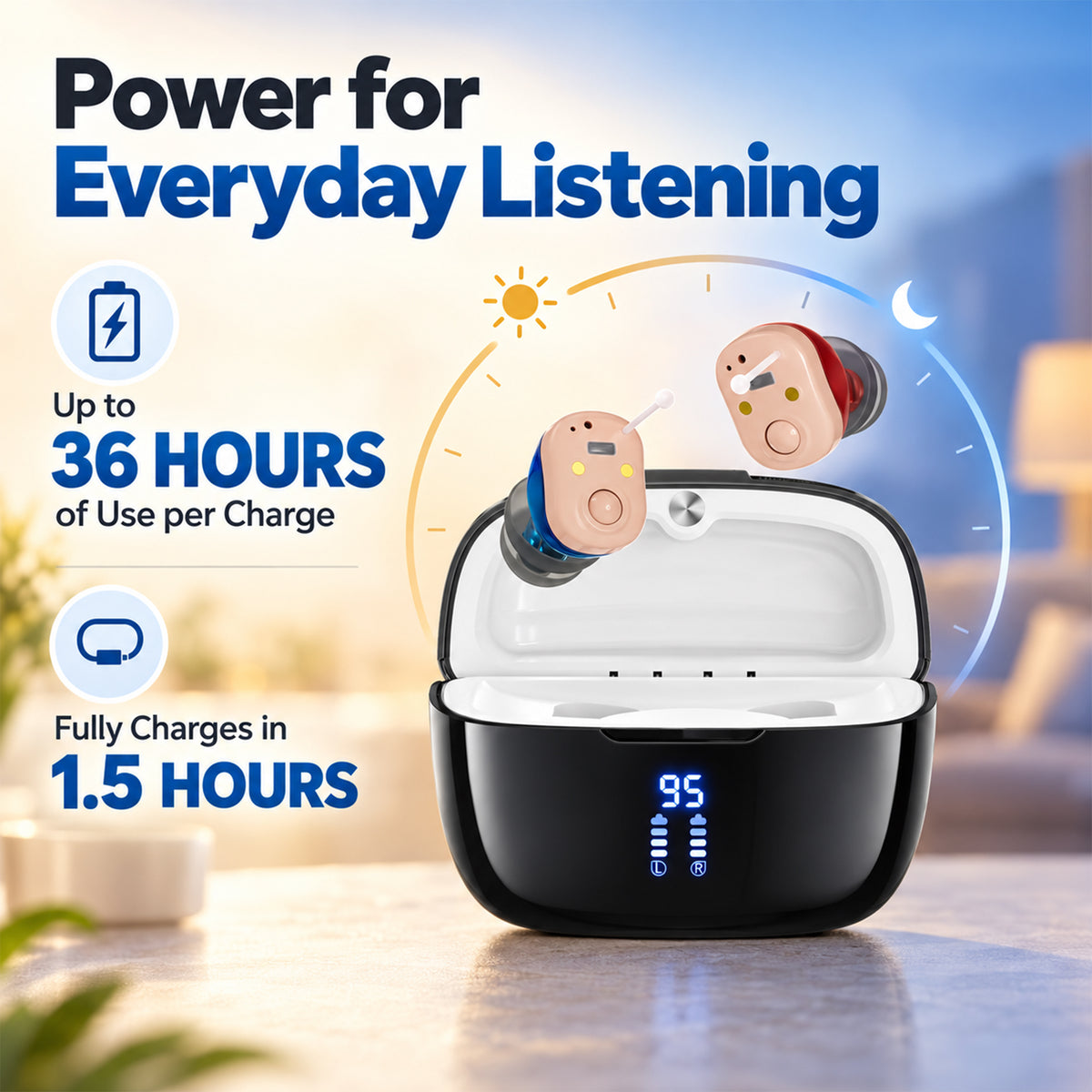 Delmicure Digital Hearing Aids for Seniors, 32-Channel, Noise Reduction, Rechargeable, Auto On/Off, Pair, Beige, VHP-1632