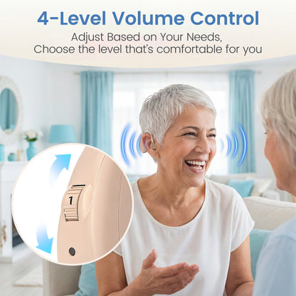 Delmicure Digital Hearing Aid for Seniors, Rechargeable, Noise Reduction, Single, Beige, VHP-1721