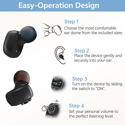 Delmicure VHP-1607 Personal Sound Device with Portable Charging Case – Binaural (Black)