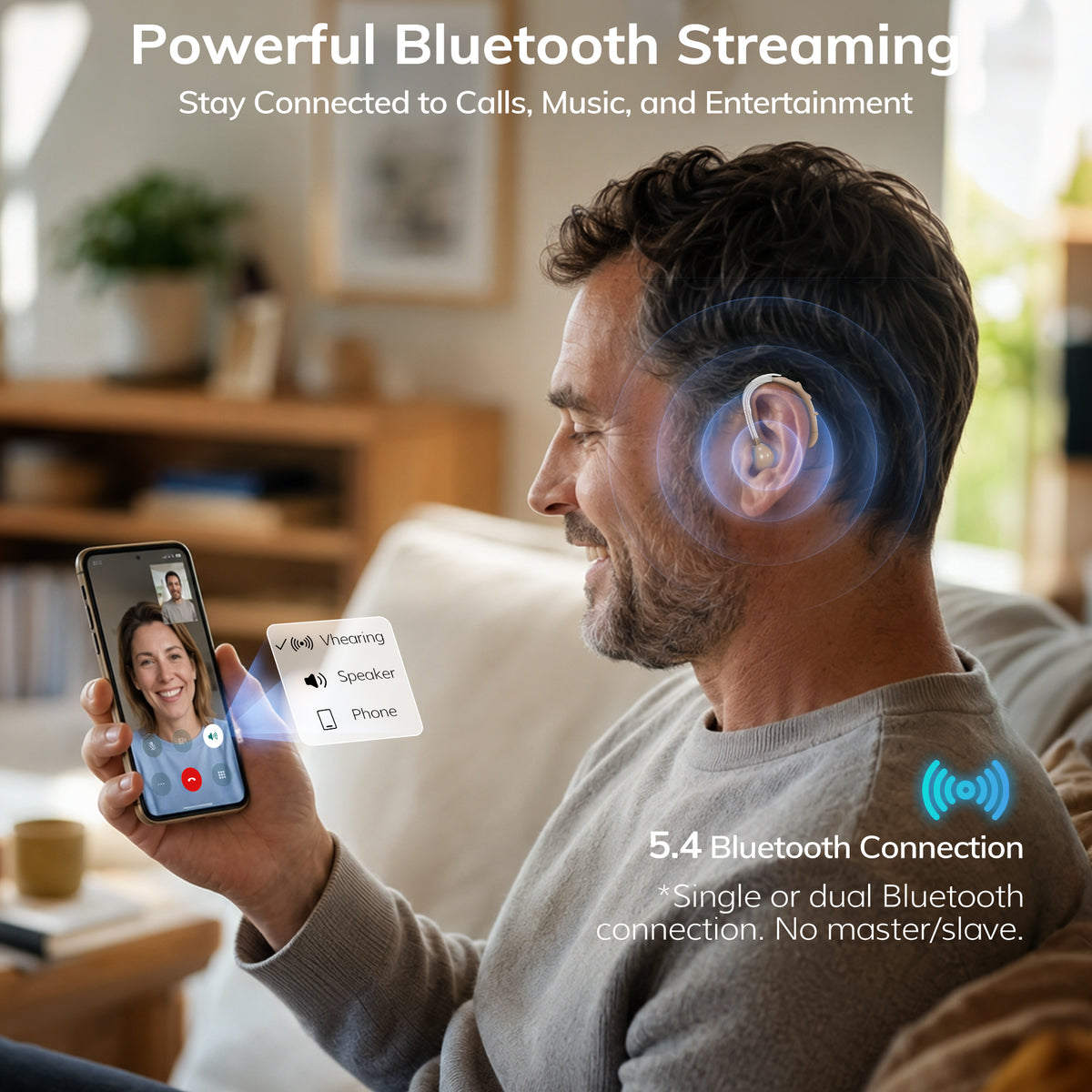 Delmicure Hearing Aids for Seniors, Bluetooth, Rechargeable, Noise Reduction, Pair, VHP-1031