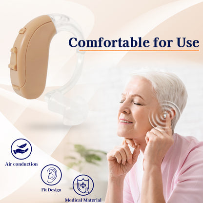 Delmicure VHP-703 Hearing Aid - Rechargeable Digital Hearing Amplifier for Adults, Beige