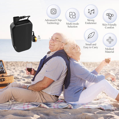 Delmicure VHP-302C Hearing Aids for Seniors – Rechargeable Sound Device with Smart Volume Adjustment, Single(Black)