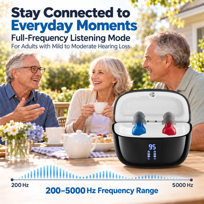 Delmicure Digital Hearing Aids for Seniors, 32-Channel, Noise Reduction, Rechargeable, Auto On/Off, Pair, Beige, VHP-1632