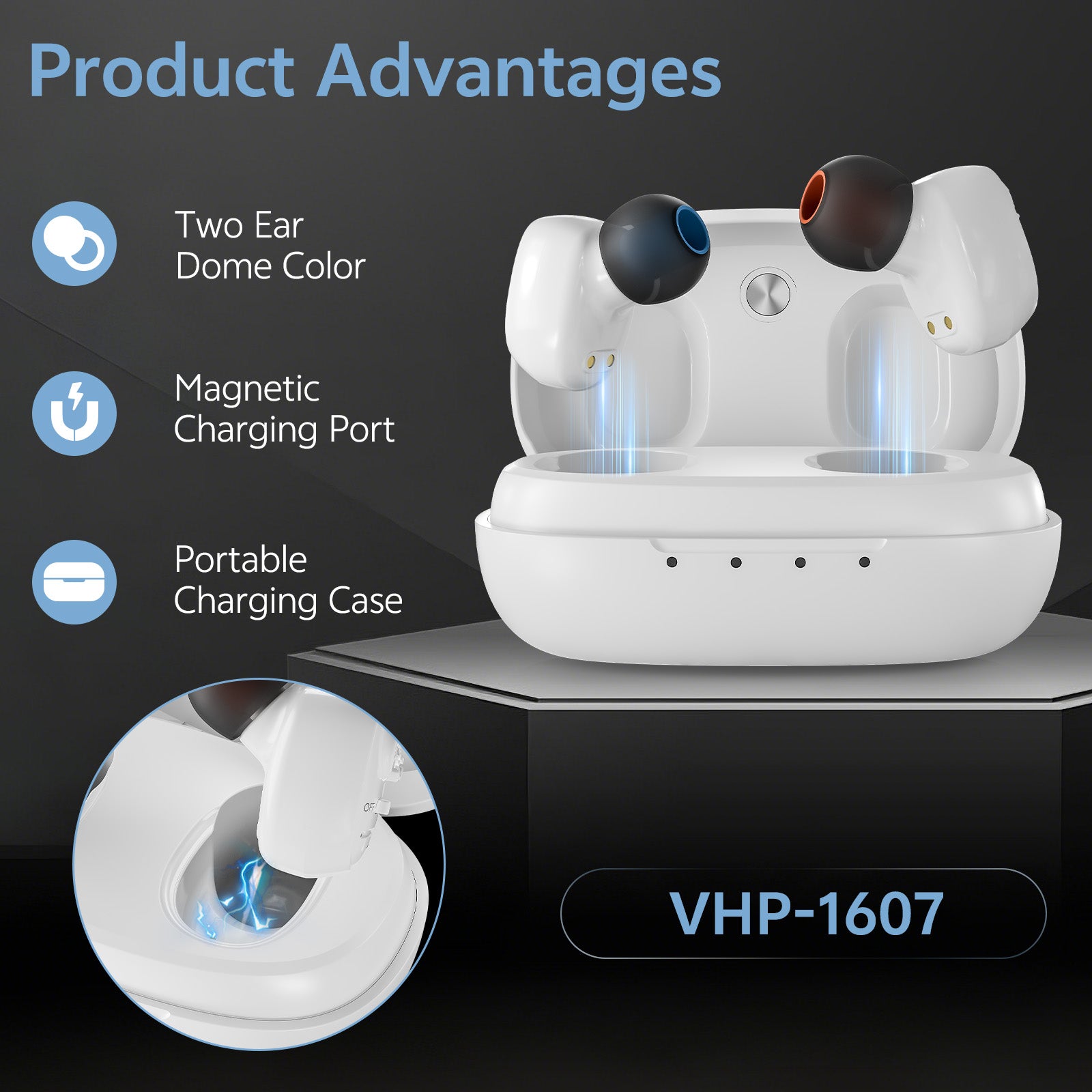 Key features of Delmicure VHP-1607 dual-ear personal sound device white