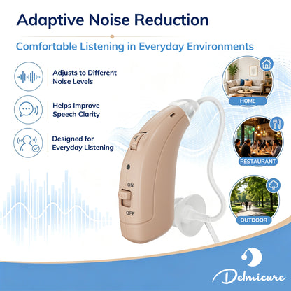 Delmicure Hearing Aid for Seniors, 32-Channel, Adaptive Noise Reduction, Rechargeable, Single, VHP-1722