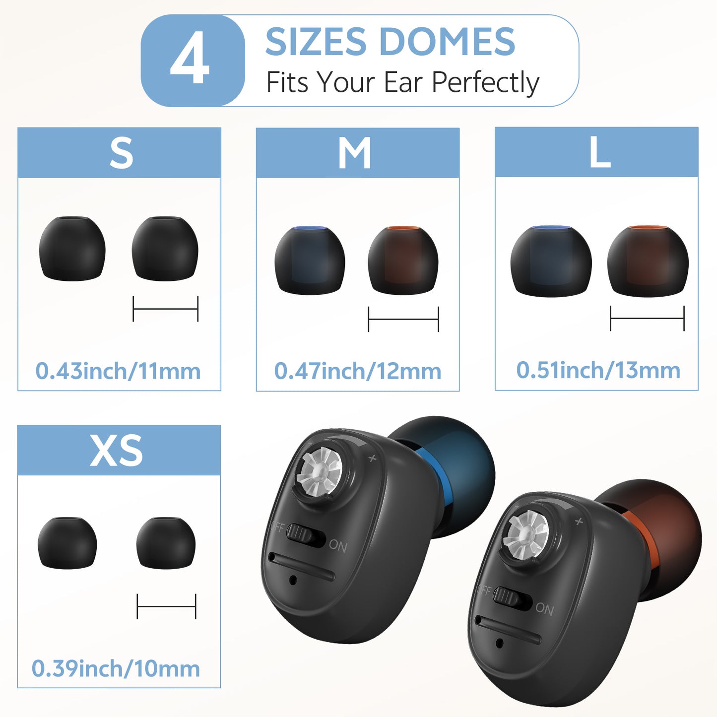 Delmicure VHP-1607 Personal Sound Device with Portable Charging Case – Binaural (Black)