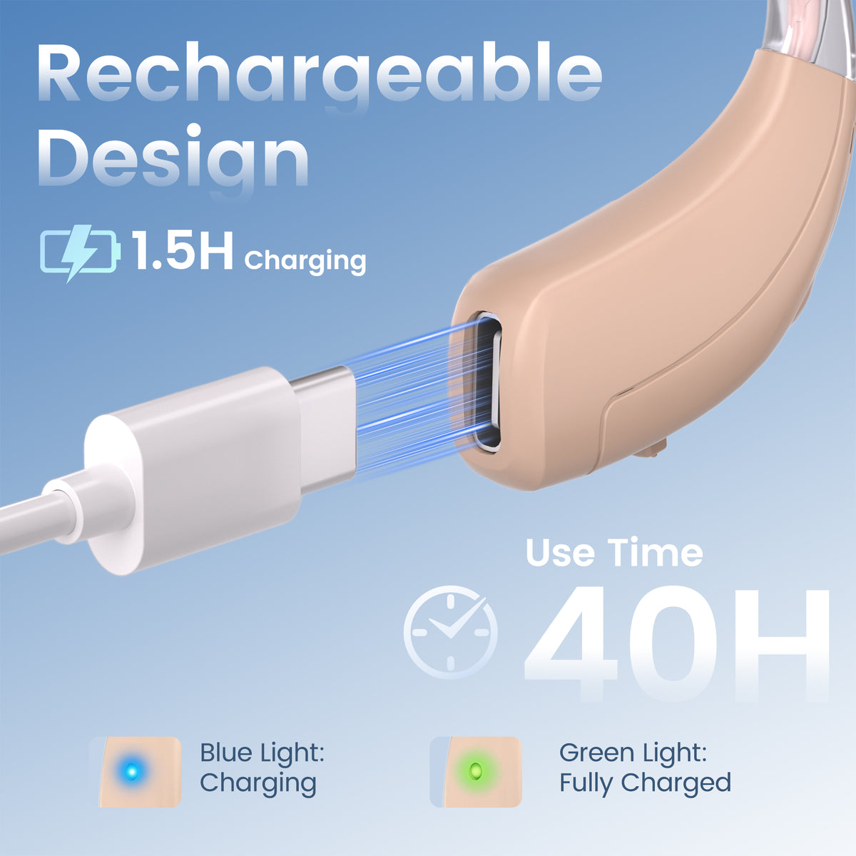 Delmicure Digital Hearing Aids for Seniors, Rechargeable, Noise Reduction, Pair, Beige, VHP-1721